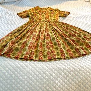Pleated fit and flare vintage dress, hand sewn.